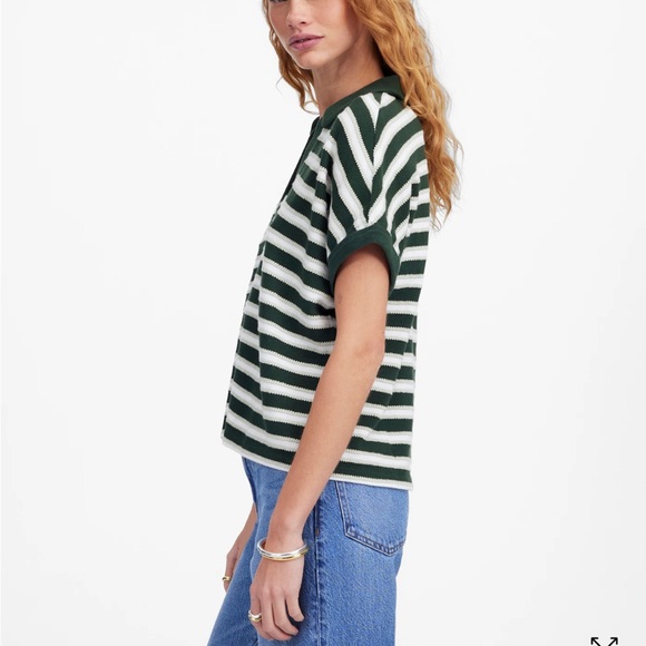 Madewell Striped Green and White Women's Top Small - Picture 3 of 6
